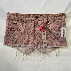 Billabong denim peach shark short shorts sz5